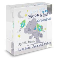 Personalised Tiny Tatty Teddy Moon & Back Crystal Block
